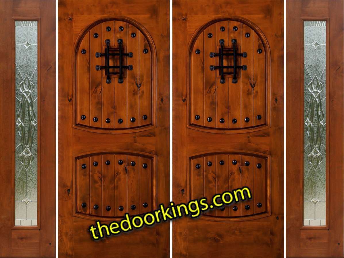sw01 knotty alder double door with two bevel sidelites
